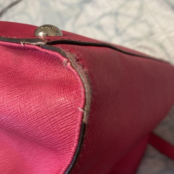 Michael Kors Hamilton Satchel Bag Fuschia Pink Purse - Picture 11 of 14